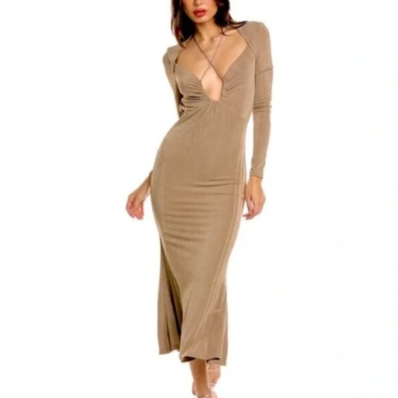 NWT JASON WU Black designer long sleeve backless midi cocktail dress - Picture 3 of 15